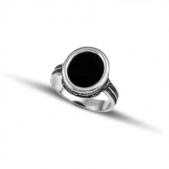 Ανδρικό δαχτυλίδι σφεντόνα από μασίφ ασήμι 925 με όνυχα πέτρα - Κωδικός SR103