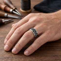 Δαχτυλίδι βέρα από ασήμι 925 πλεχτό σχέδιο και οξείδωση