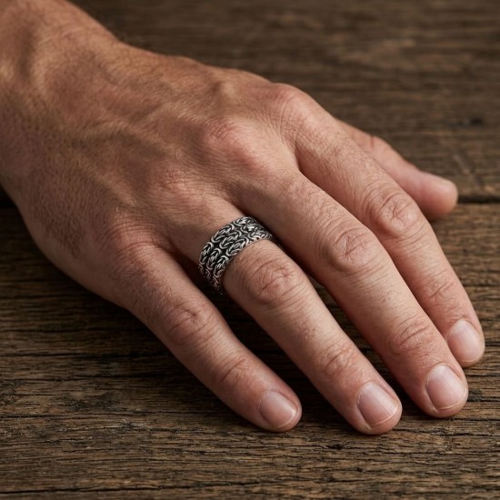 Δαχτυλίδι τριπλή βέρα από ασήμι 925 με Βυζαντινό σχέδιο και οξείδωση