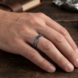 Δαχτυλίδι βέρα από ασήμι 925 σαγρέ με οξείδωση