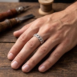 Δαχτυλίδι βέρα από ασήμι 925 στυλ αλυσίδας gourmet