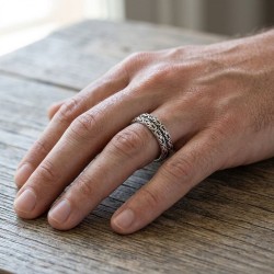 Δαχτυλίδι βέρα Βυζαντινή από ασήμι 925 διπλή σειρά