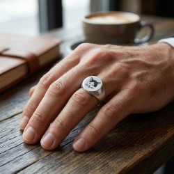 Unisex δαχτυλίδι από μασίφ ασήμι 925 με παράσταση γάτας