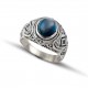Ανδρικό δαχτυλίδι από μασίφ ασήμι 925 με London blue topaz