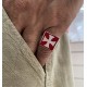Ανδρικό δαχτυλίδι από μασίφ ασήμι 925 με σταυρό  και κόκκινο σμάλτο