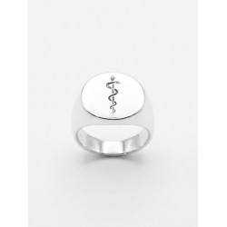  Ανδρικό δαχτυλίδι από μασίφ ασήμι 925 με ράβδο του Ασκληπιού