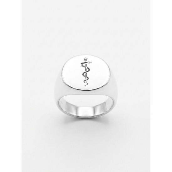  Ανδρικό δαχτυλίδι από μασίφ ασήμι 925 με ράβδο του Ασκληπιού