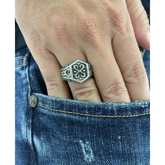 Ανδρικό δαχτυλίδι από μασίφ ασήμι 925 με το σύμβολο ενότητας των Βίκινγκ