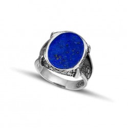 Ανδρικό δαχτυλίδι από μασίφ ασήμι 925 με λάπις λάζουλι