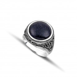 Ανδρικό δαχτυλίδι από μασίφ ασήμι 925 με μπλε χρυσόλιθο