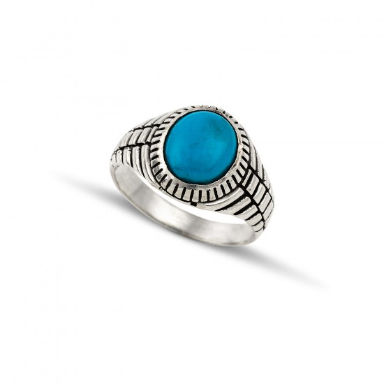 Ανδρικό σεβαλιέ δαχτυλίδι από μασίφ ασήμι 925 με πέτρα χαολίτη