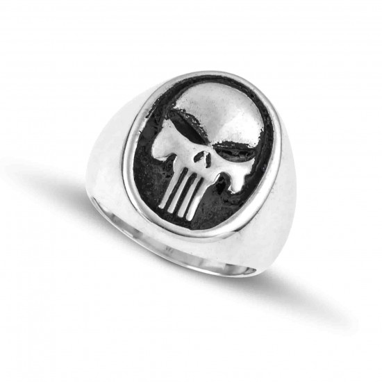 Punisher ανδρικό δαχτυλίδι από μασίφ ασήμι 925 Punisher ανδρικό δαχτυλίδι από μασίφ ασήμι 925