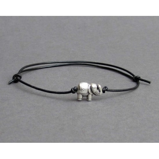 Βραχιόλι από δερμάτινο κορδόνι με ελεφαντάκι