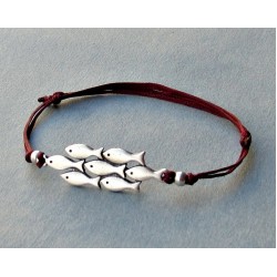 A Scool Of Fish, Men's Bracelet, Silver Fish Charm, Cord Bracelet For Men, Gift for him, Bestfriend Bracelet, mens jewelry, Adjustable