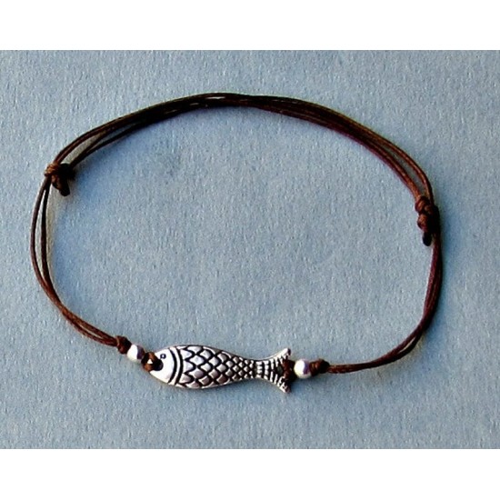 Ψαράκι βραχιόλι από κερωμένο κορδόνι 