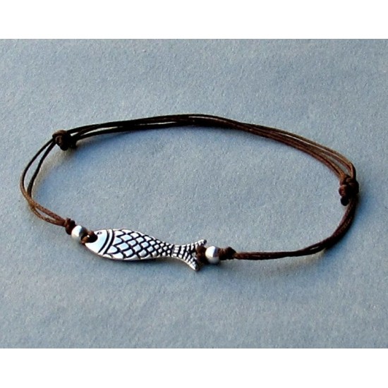 Ψαράκι βραχιόλι από κερωμένο κορδόνι 