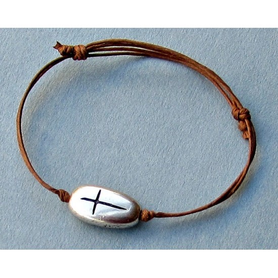 Σταυρός βραχιόλι από κερωμένο κορδόνι 