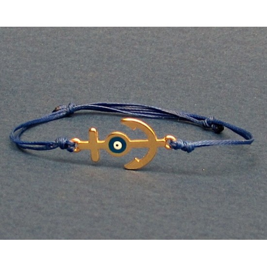 Βραχιόλι από δερμάτινο κορδόνι με μοτίφ άγκυρα