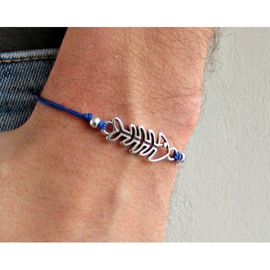 Βραχιόλι κορδόνι με ψαροκόκαλο