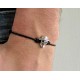 Smoking Skull, Ανδρικό βραχιόλι, Silver Skull Charm