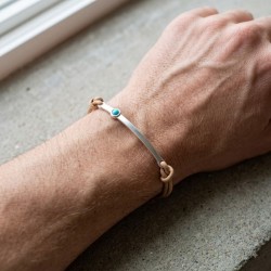 Unisex δερμάτινο βραχιόλι με ημιπολύτιμο λίθο