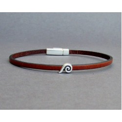 Αντρικό δερμάτινο βραχιόλι με μαγνήτη και μοτίφ κύμα.