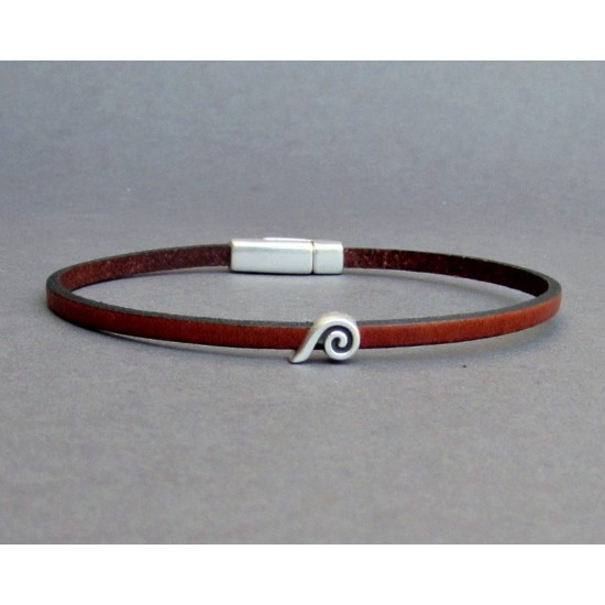 Αντρικό δερμάτινο βραχιόλι με μαγνήτη και μοτίφ κύμα.