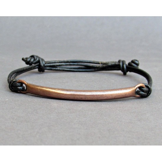 Δερμάτινο βραχιόλι unisex με μπαρίτσα 