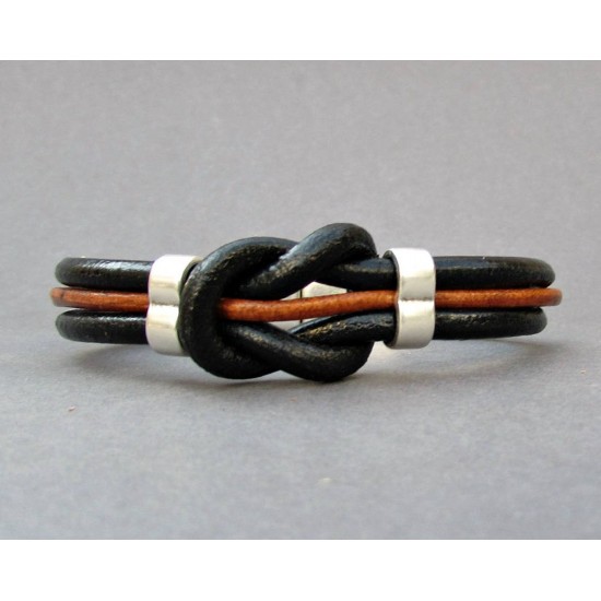 Ανδρικό δερμάτινο βραχιόλι με κόμπο ναυτικό