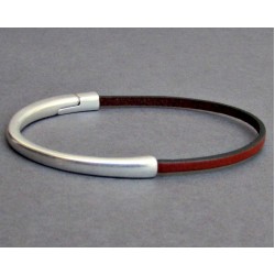 Λεπτή χειροπέδα βραχιόλι με δέρμα