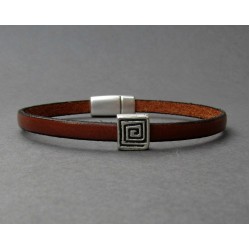 Ασημί μαίανδρος δερμάτινο βραχιόλι