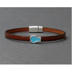 Αντρικό δερμάτινο βραχιόλι με μαγνήτη και με σταυρουδάκι