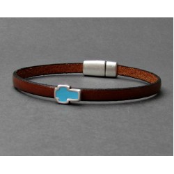 Αντρικό δερμάτινο βραχιόλι με μαγνήτη και με σταυρουδάκι