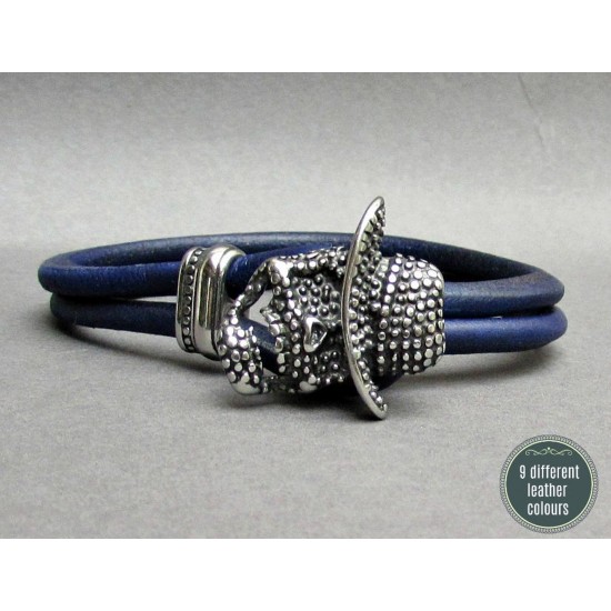 Ανδρικό δερμάτινο βραχιόλι με κούμπωμα Freddy Krueger