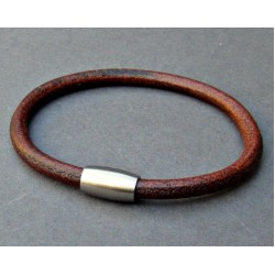 Αντρικό δερμάτινο βραχιόλι με στρογγυλό δέρμα 5mm