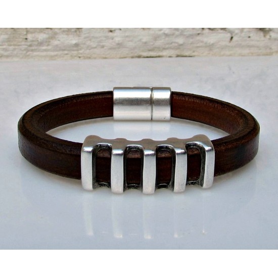 Ανδρικό βραχιόλι με δέρμα regalis και μοτίφ γεωμετρικό