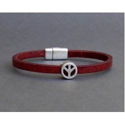 Αντρικό δερμάτινο βραχιόλι με σήμα ειρήνης