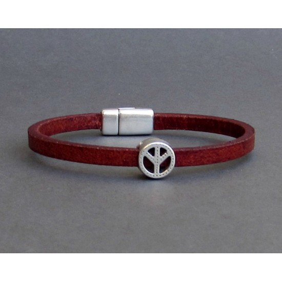 Αντρικό δερμάτινο βραχιόλι με σήμα ειρήνης