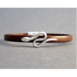 Ασημί φίδι δερμάτινο βραχιόλι