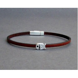 Αντρικό δερμάτινο βραχιόλι με μαγνήτη και φάλαινα