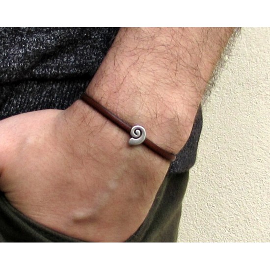 Αντρικό δερμάτινο βραχιόλι με μαγνήτη και με μοτίφ κύμα