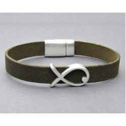 Αντρικό δερμάτινο βραχιόλι με μαγνήτη και με μοτίφ ψάρι