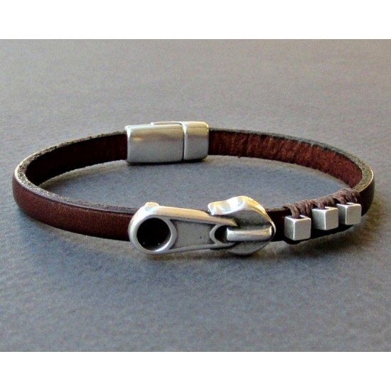 Zipper Men's Leather Bracelet