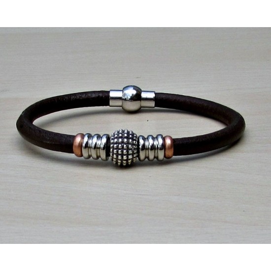 Βραχιόλι με χάντρα με οξείδωση και με ατσάλινο κούμπωμα