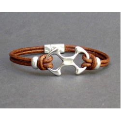 Αντρικό δερμάτινο βραχιόλι με μοτίφ βίκινγκ 