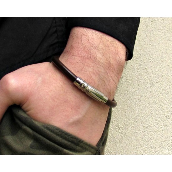 Ανδρικό δερμάτινο βραχιόλι με μαγνήτη κούμπωμα κωδικός 169