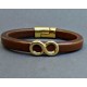 Ανδρικό βραχιόλι με δέρμα regalis και μοτίφ άπειρο επιχρυσωμένο