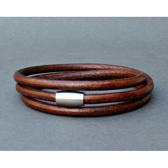 Ανδρικό δερμάτινο βραχιόλι με 3 δερμάτινες λωρίδες