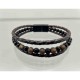 Ανδρικό βραχιόλι multistrand καφέ δέρμα με beads όνυχα Ανδρικό βραχιόλι multistrand καφέ δέρμα με beads όνυχα