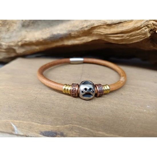 Ανδρικό δερμάτινο βραχιόλι πατούσα γάτας